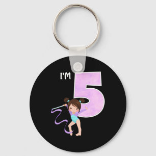 Llavero Fiesta de cumpleaños número 5 de niña gimnasta de