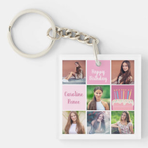 Llavero Fiesta de cumpleaños personalizada de niña con col