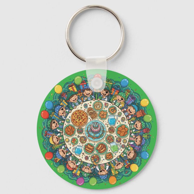 Llavero Fiesta de disfraces piratas verdes para niños (Anverso)