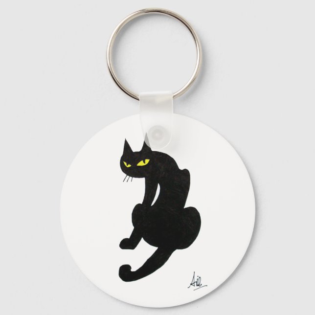 LLAVERO FIESTA DE HALLOWEEN DEL GATO NEGRO (Anverso)