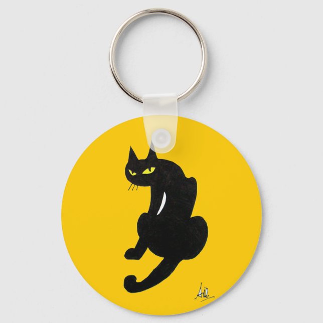 LLAVERO FIESTA DE HALLOWEEN DEL GATO NEGRO (Anverso)