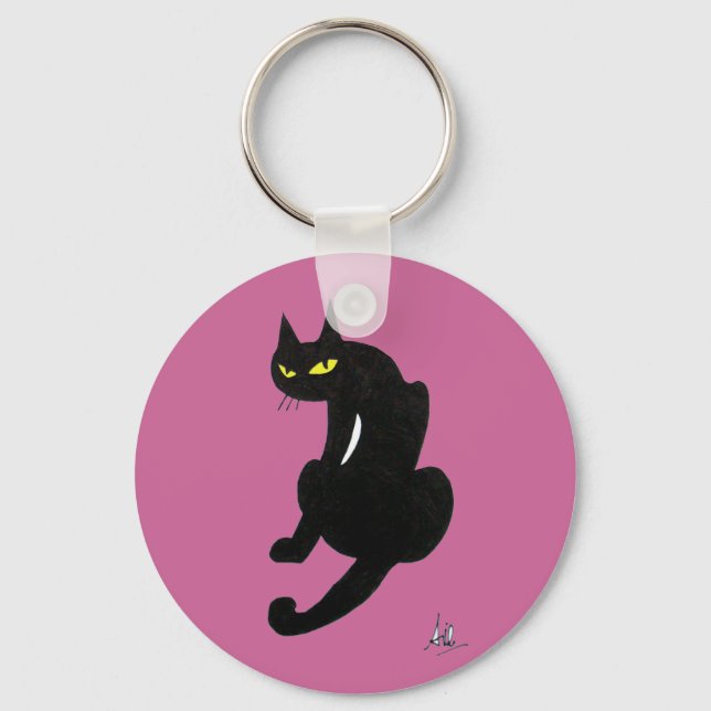 LLAVERO FIESTA DE HALLOWEEN DEL GATO NEGRO (Anverso)