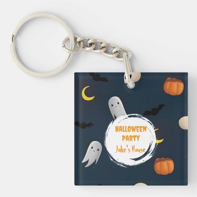 Llavero Fiesta de Halloween Feliz Spooky Azul oscuro (Frente)