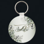 Llavero Fiesta de la boda Verde deja oliva negra elegante<br><div class="desc">Partido de la Boda Verde Sale de la elegante cadena de llaves del Olivo Negro. Diseño único,  bonito y elegante. Fácil de personalizar. El estilo de letra,  el tamaño y los colores se pueden cambiar. Elementos coincidentes disponibles.</div>
