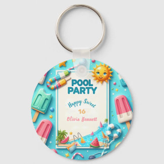 Llavero Fiesta De La Piscina Cumpleaños Dulce Dieciséis Ba