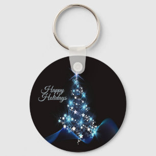 Llavero Fiesta de Navidad Árbol Azul Brillante Negro Elega