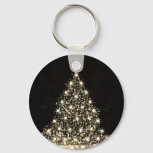 Llavero Fiesta de Navidad Árbol Brillante Dorado Invierno 
