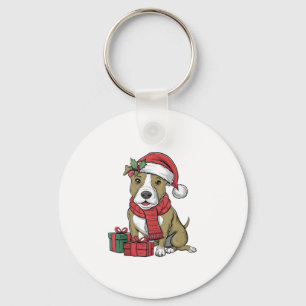 Llavero Fiesta de Navidad Decoración Perro de Pitbull