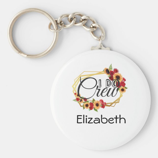 Llavero Fiesta de novias, yo sí tripulación, girasoles, Ro (Frente)
