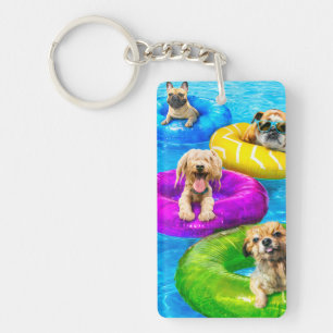 Llavero Fiesta de perros en la piscina