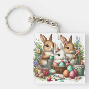 Llavero Fiesta de pintura Cute, Conejo de Pascua/Primavera