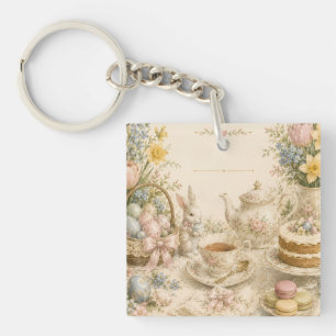 Llavero Fiesta de té de Pascua, Celebración floral vintage