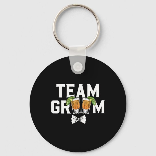 Llavero Fiesta de Team Groom Bachelor dispara a Boda de no (Anverso)