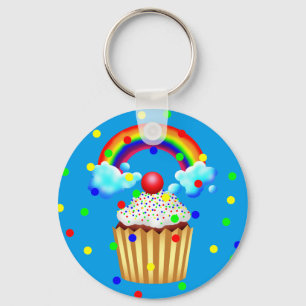 Llavero Fiesta de tortas con arcoiris y salpicaduras