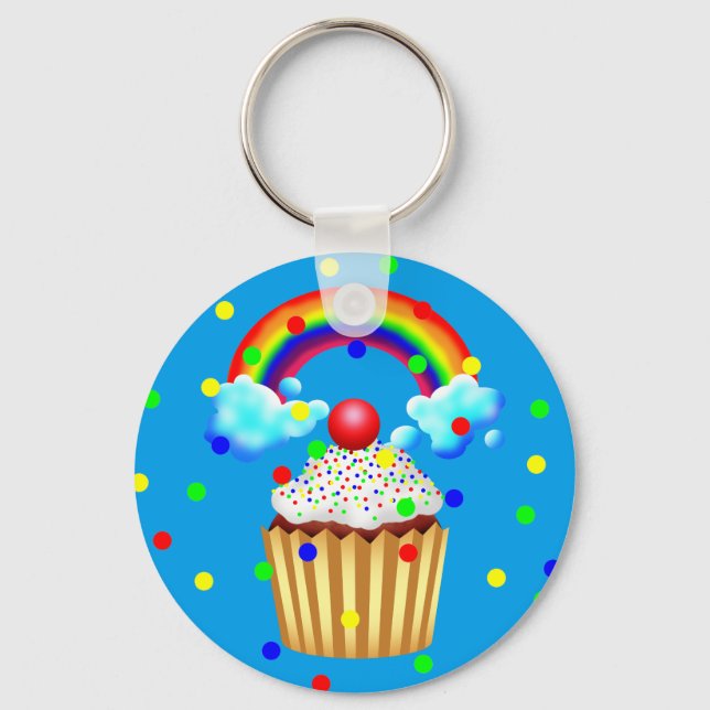 Llavero Fiesta de tortas con arcoiris y salpicaduras (Anverso)