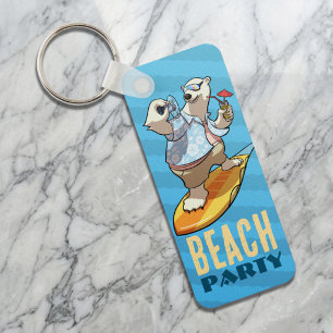 Llavero Fiesta divertida de osos polares en la playa, vera