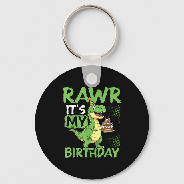 Llavero Fiesta divertida de T-rex, es mi cumpleaños  (Anverso)