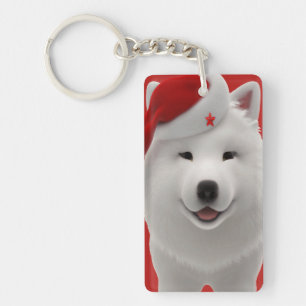 Llavero Fiesta Estilo de Dibujo Animado Lindo Samoyed Con