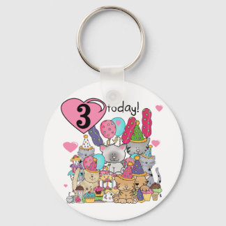 Llavero Fiesta Gatitos Tercer cumpleaños camisetas y regal