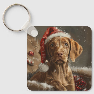 Llavero Fiesta Navideña del perro Vizsla