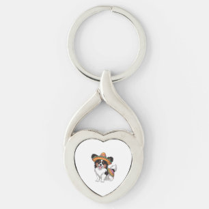 Llavero Fiesta Papillon Dog con Sombrero y Sarape