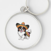 Fiesta Papillon Dog con Sombrero y Sarape
