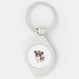 Llavero Fiesta Papillon Dog con Sombrero y Sarape