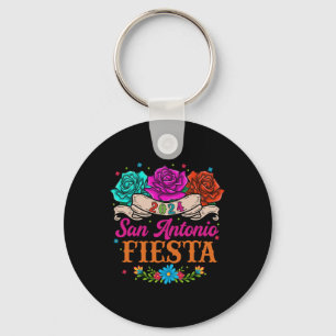 Llavero Fiesta San Antonio Texas Rosas divertidos