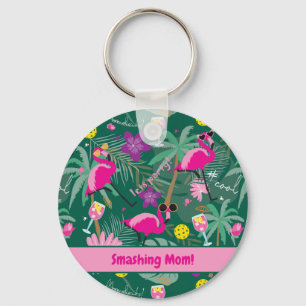 Llavero 🤩 fiesta tropical con pickleball, texto personali
