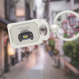 Llavero Figaración Cute Negro Coche Monograma Plata