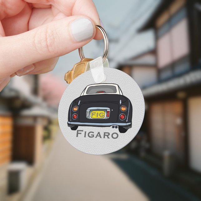 Llavero Figaraciones Cute Negro Nombre del controlador del (Add your name and initials to this cute black figaro car keychain.)
