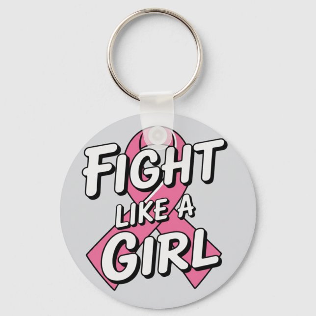 Llavero Fight Like a Girl | Breast Cancer Awareness Design (Anverso)