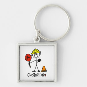 Llavero Figura de palito de trabajador de la construcción