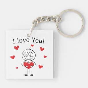 Llavero Figura de Palo 'Te Amo' Corazones Lindos