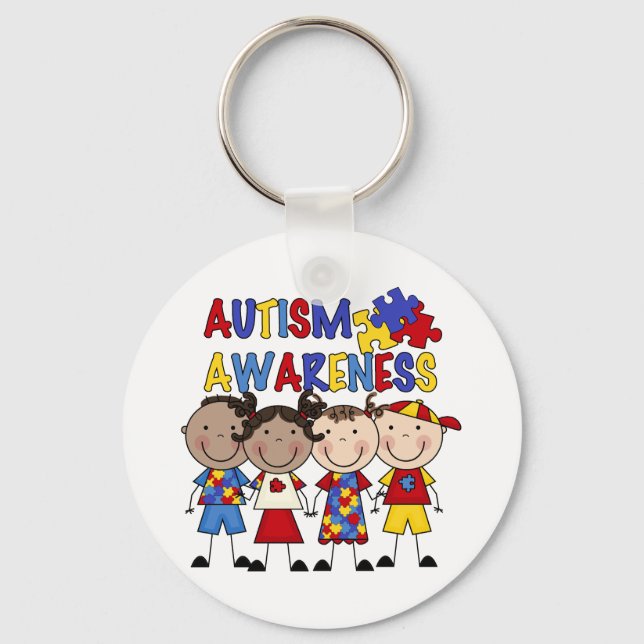 Llavero Figura de palos Niños Concienciación sobre el auti (Anverso)