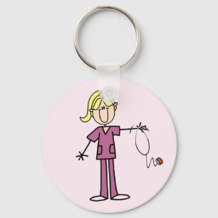 Llavero Figura femenina rubia camisetas del palillo de la