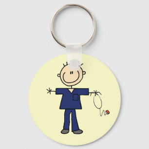 Llavero Figura masculina enfermera - azul del palillo