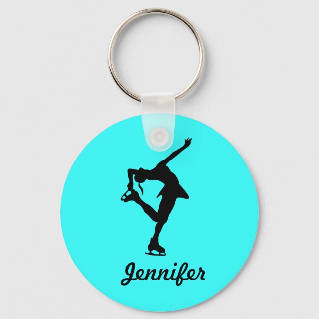 Llavero Figure Skater Girl & Name Key Chain (Aqua) (Anverso)
