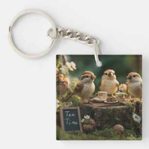 Llavero Figuritas de pájaros en miniatura teniendo una fie