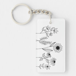 Llavero Fila de Floral Stems Boho Line Art