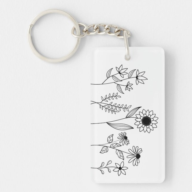 Llavero Fila de Floral Stems Boho Line Art (Frente)