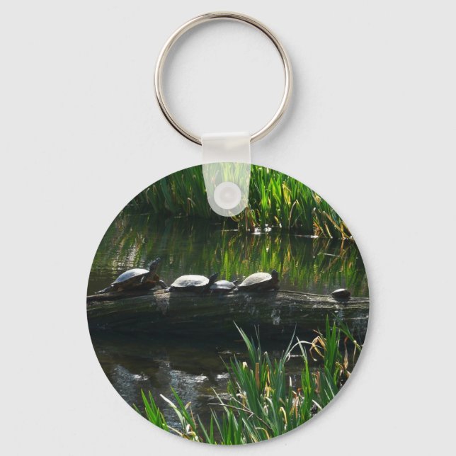 Llavero Fila de la naturaleza verde de las tortugas (Anverso)