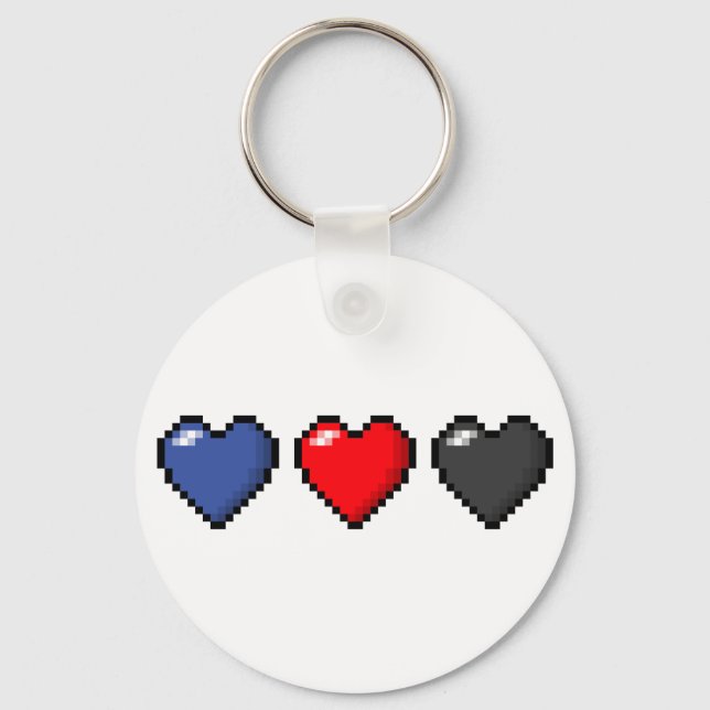Llavero Fila de tres corazones de píxeles de la bandera de (Anverso)