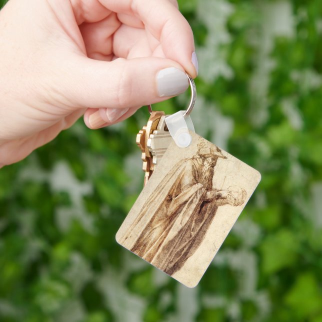 Llavero Filósofo griego con cráneo humano de Michelangelo (Mano)