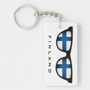 Llavero Finlandia sombras personalizado de texto y cadena