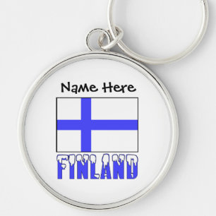 Llavero Finlandia y Bandera Finlandesa Personalizadas 