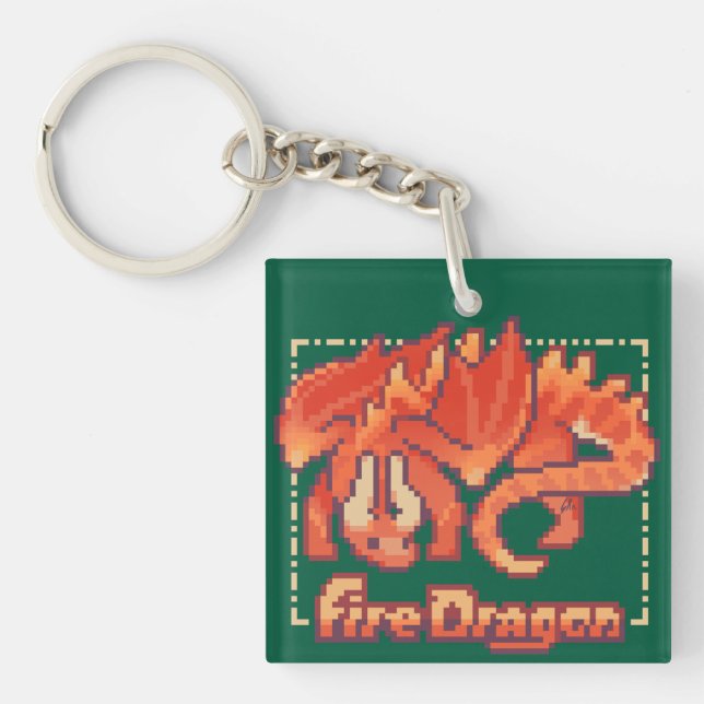 Llavero Fire Dragon pixel art   (Frente)