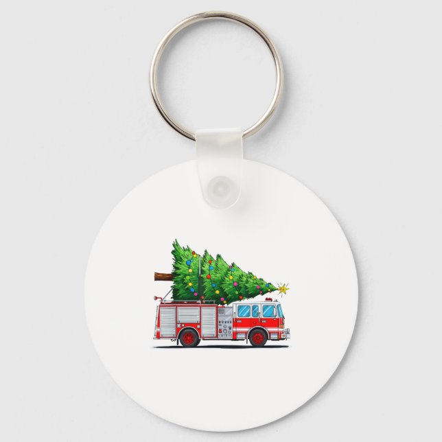 Llavero Fire Truck Christmas Tree Xmas Lights Firefighter  (Anverso)