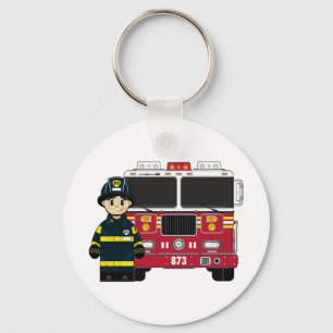 Llavero Fireman with Fire Engine Keychain