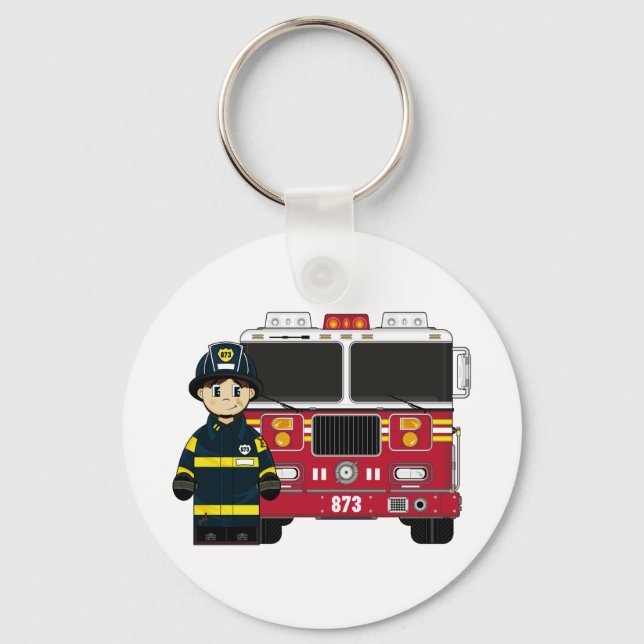 Llavero Fireman with Fire Engine Keychain (Anverso)